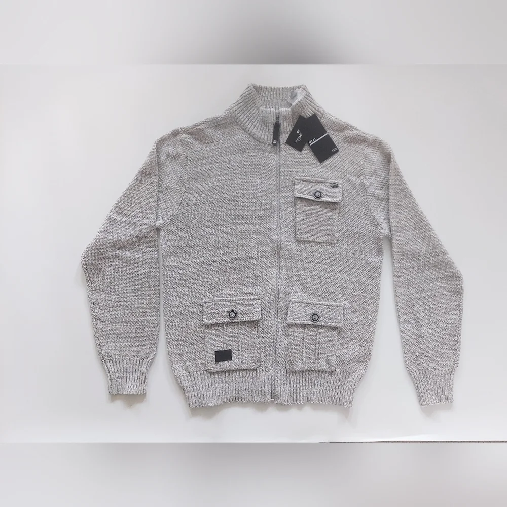 Projek Raw Marled Full Zip Cardigan Sweater Mens Size Large Gray NWT